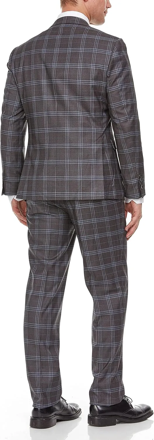 Adam Baker Men's Single Breasted Ultra Slim Fit 2-Piece (Jacket, Trousers) Suit Set