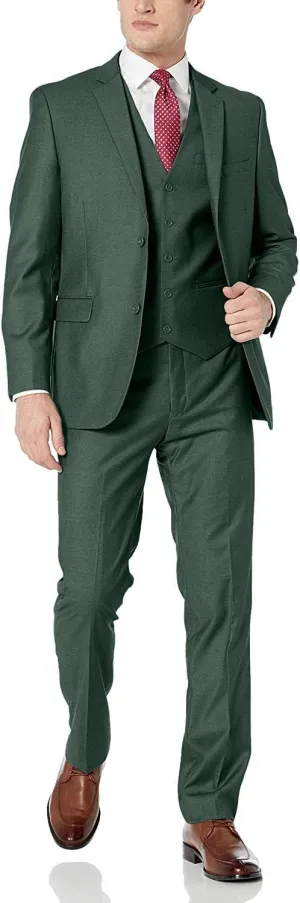 Adam Baker Men's Slim Fit 3-Piece (Jacket, Vets, Trousers) Vested Suit Set - Many Sizes & Colors Available