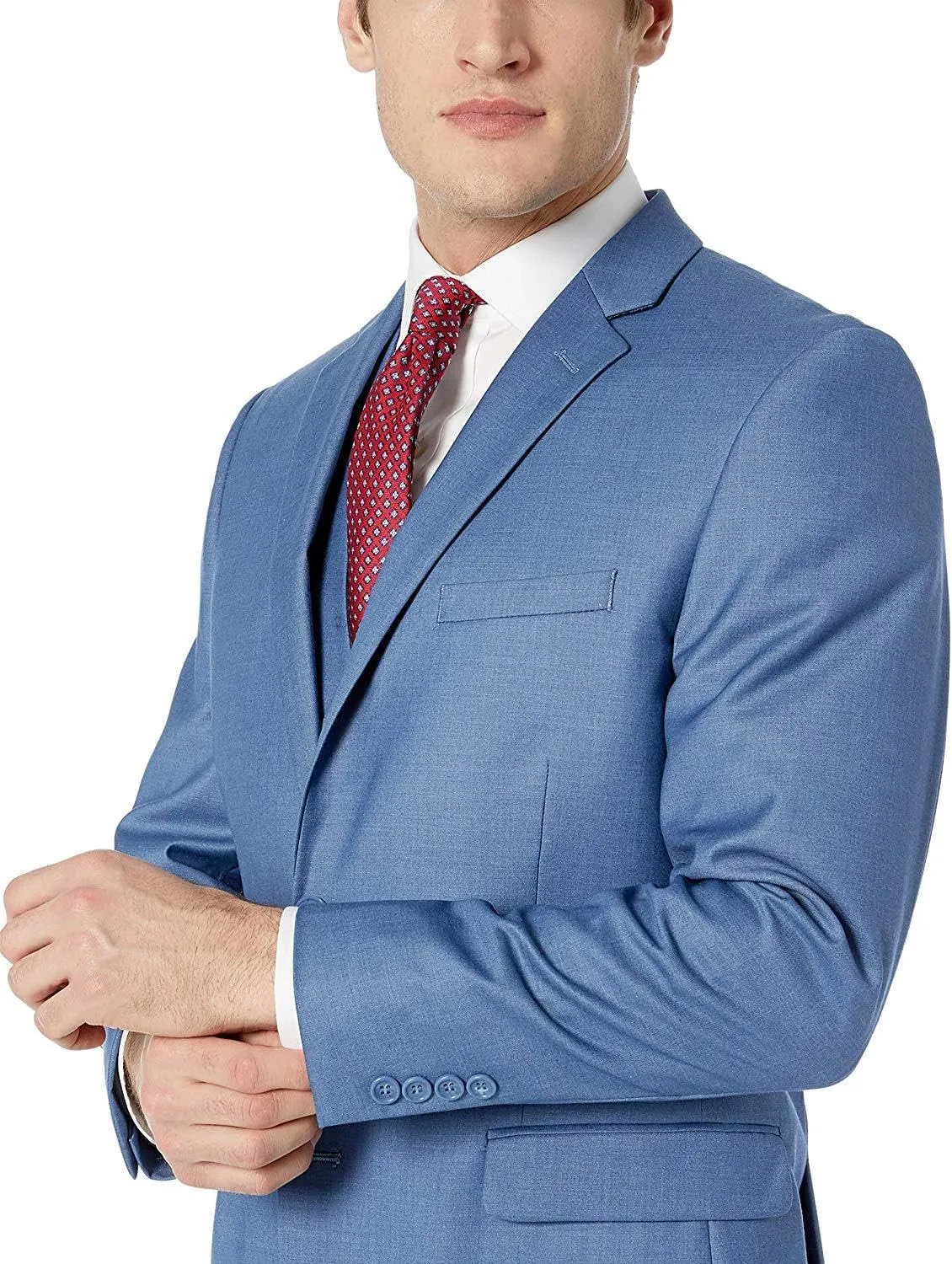 Adam Baker Men's Slim Fit 3-Piece (Jacket, Vets, Trousers) Vested Suit Set - Many Sizes & Colors Available