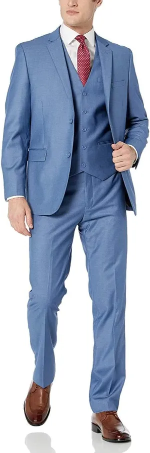 Adam Baker Men's Slim Fit 3-Piece (Jacket, Vets, Trousers) Vested Suit Set - Many Sizes & Colors Available