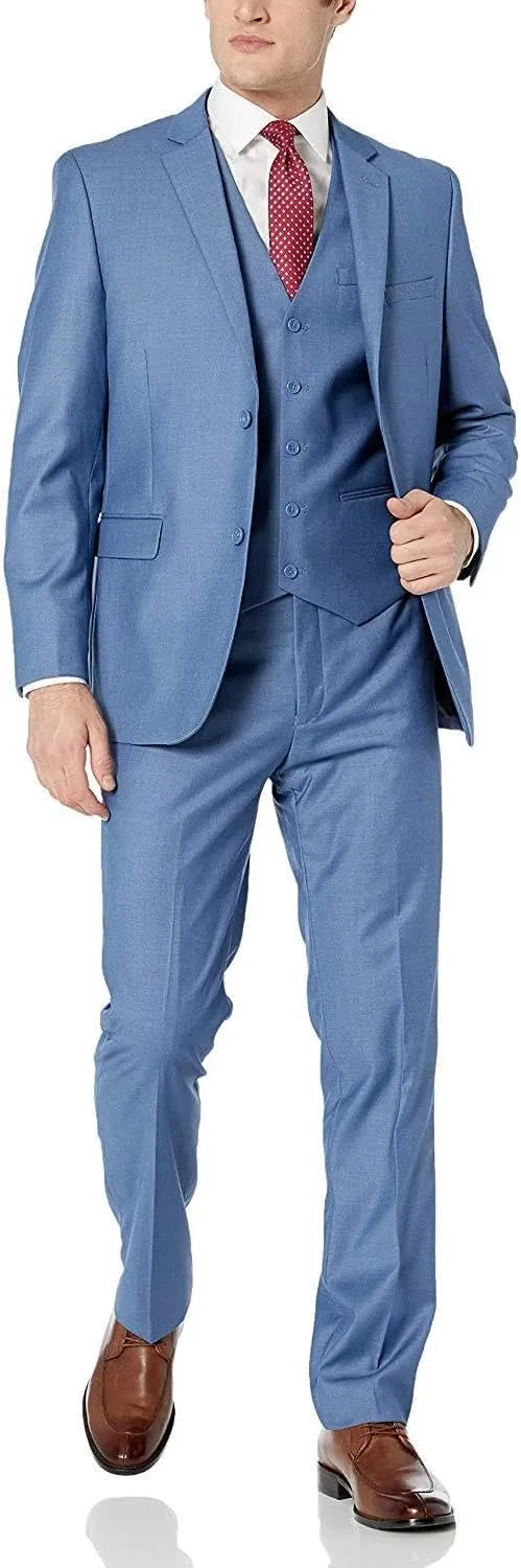 Adam Baker Men's Slim Fit 3-Piece (Jacket, Vets, Trousers) Vested Suit Set - Many Sizes & Colors Available