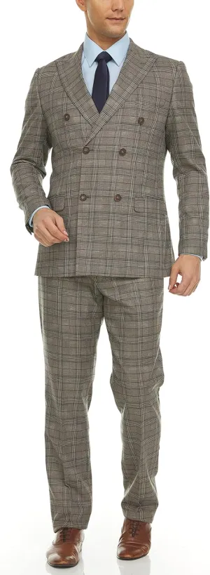 Adam Baker Men's Slim Fit Double Breasted 2-Piece (Jacket & Pants) Suit Set