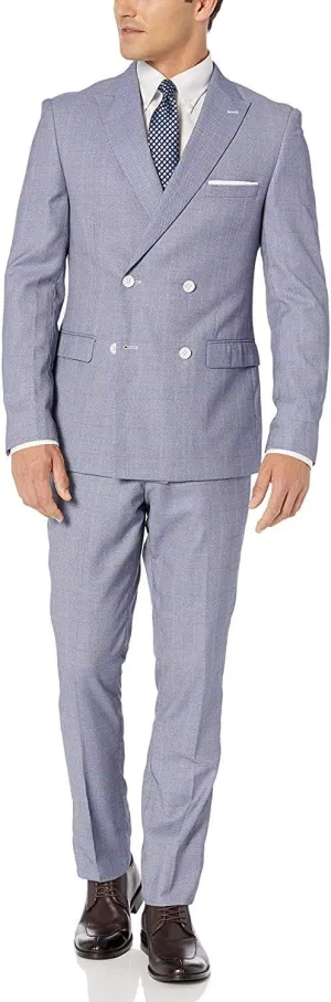 Adam Baker Men's Slim Fit Double Breasted 2-Piece (Jacket & Pants) Suit Set