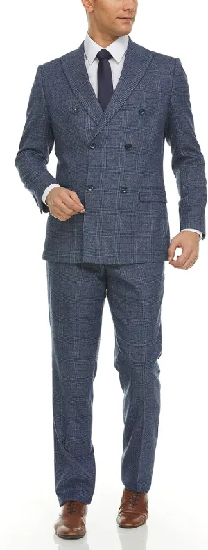 Adam Baker Men's Slim Fit Double Breasted 2-Piece (Jacket & Pants) Suit Set