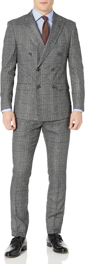 Adam Baker Men's Slim Fit Double Breasted 2-Piece (Jacket & Pants) Suit Set
