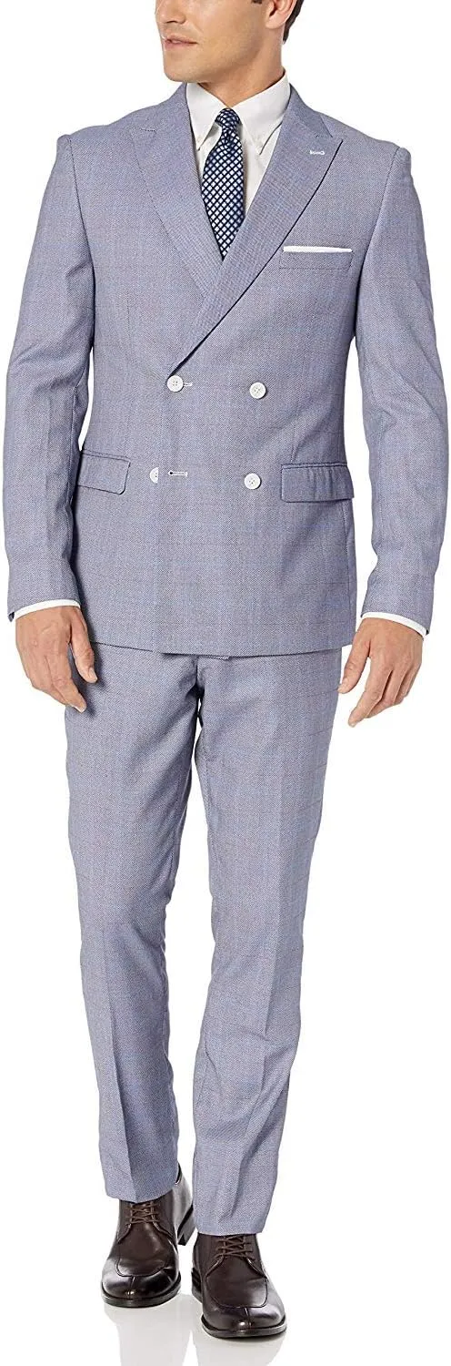 Adam Baker Men's Slim Fit Double Breasted 2-Piece (Jacket & Pants) Suit Set