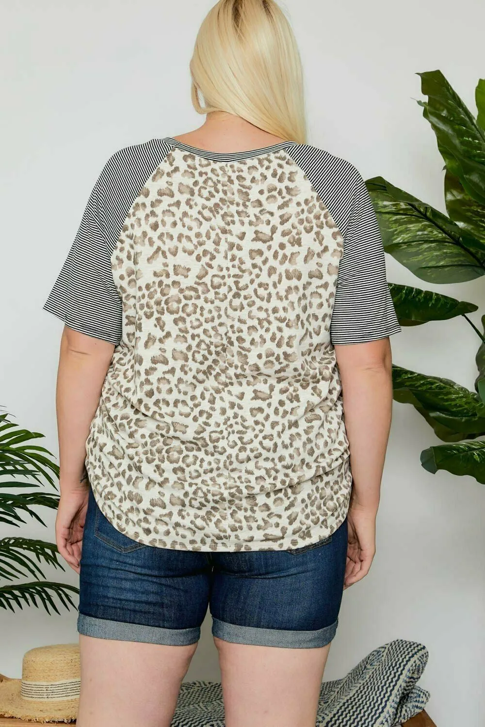 Adora Leopard Short Sleeve Plus Top