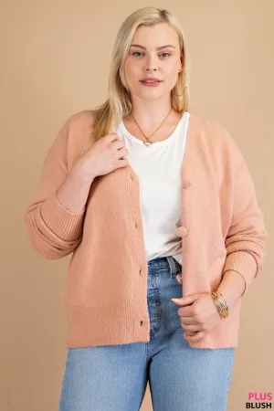Are You Blushing Plus Button Down Cardigan (Size XL/1X)