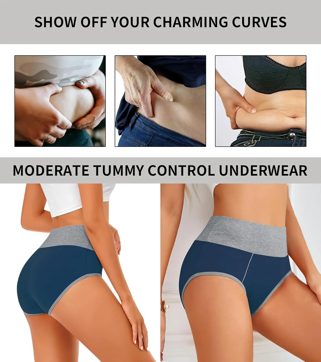ASIMOON Tummy Control Boyshorts Underwear for Women Stretch High Waisted Shapewear Sexy Mesh No Show Panties for Ladies
