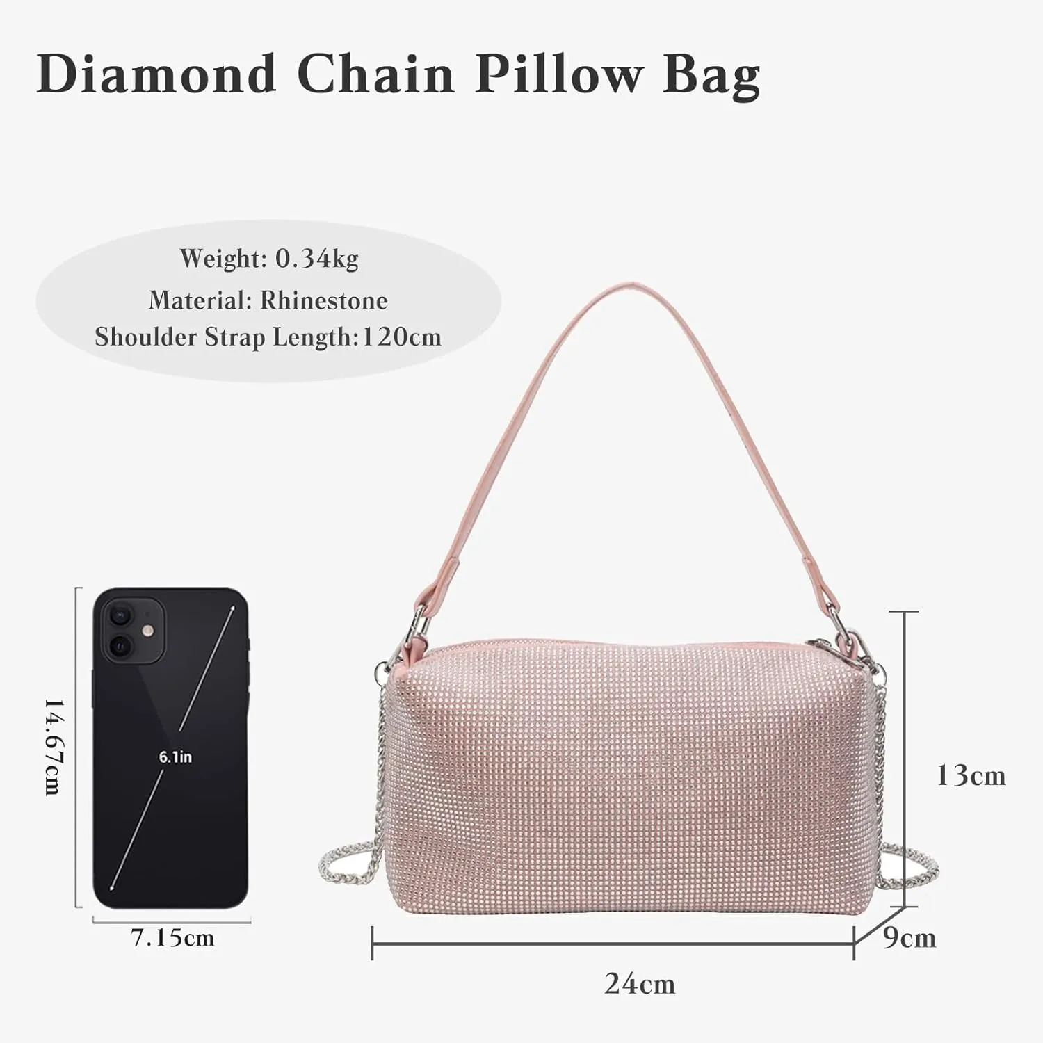Bling Crystal Shoulder Sparkling Glitter Crossbody Women's Evening Handbag Rhinestone Clutch Bridal Wedding Purse