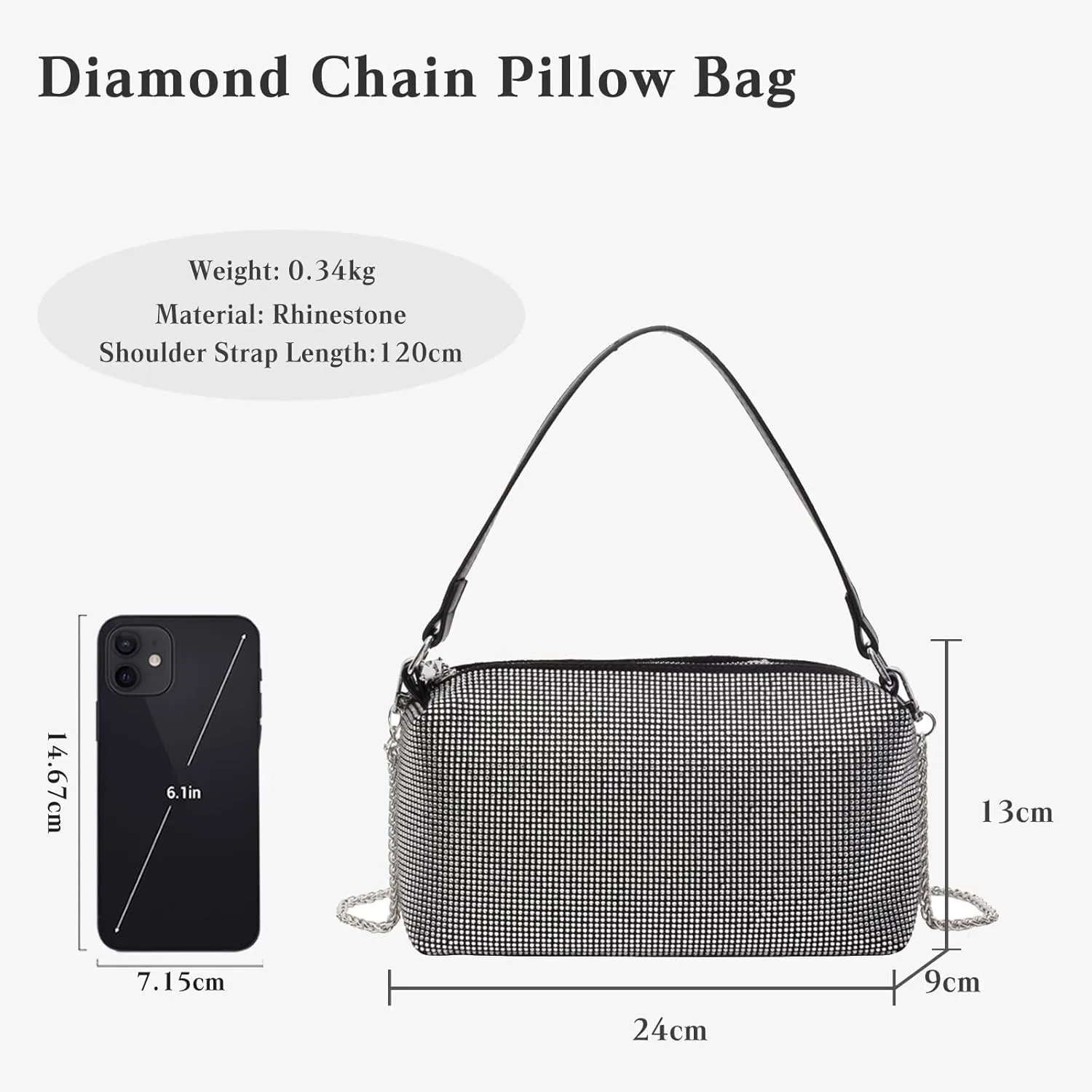 Bling Crystal Shoulder Sparkling Glitter Crossbody Women's Evening Handbag Rhinestone Clutch Bridal Wedding Purse