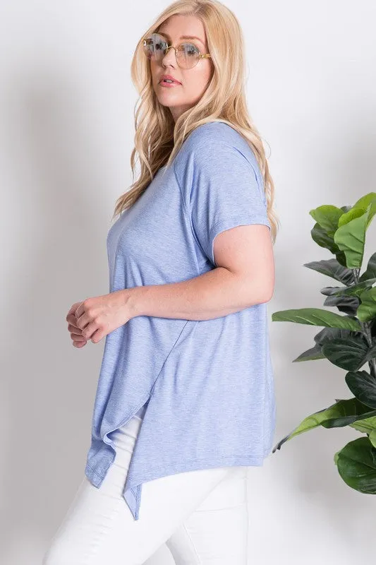 Davi and Dani Blue Burnout Crew Neck Plus Tee