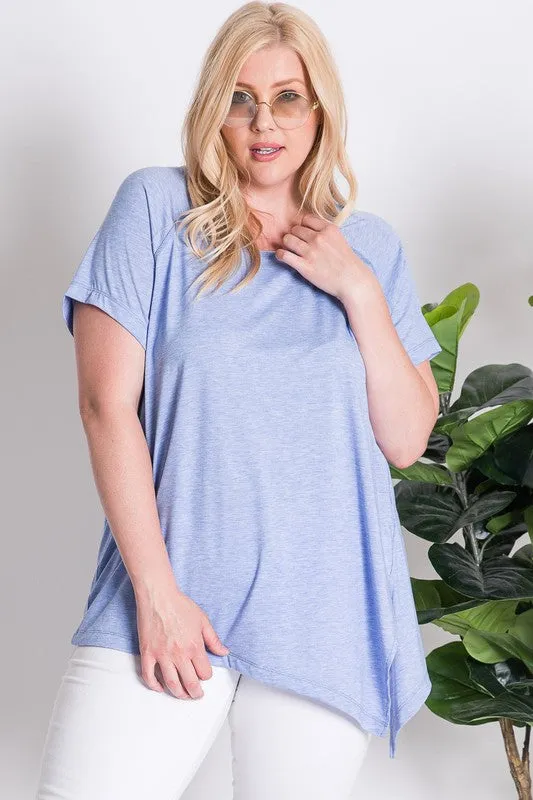 Davi and Dani Blue Burnout Crew Neck Plus Tee