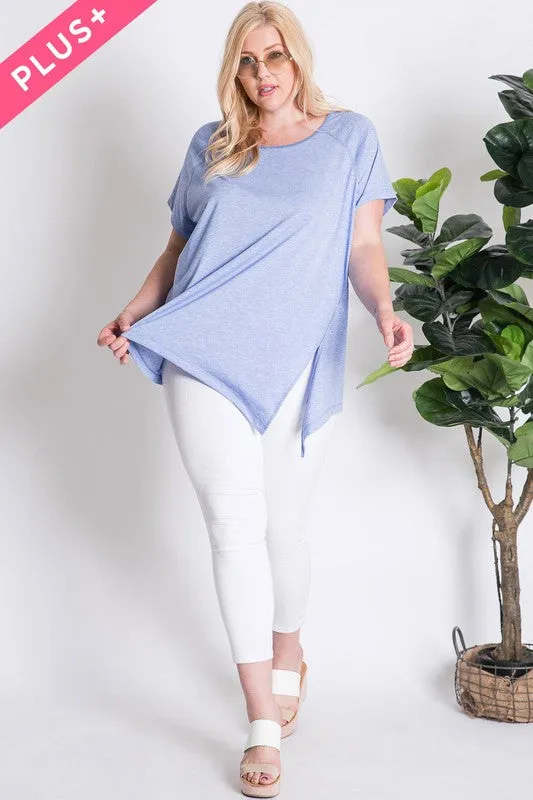Davi and Dani Blue Burnout Crew Neck Plus Tee