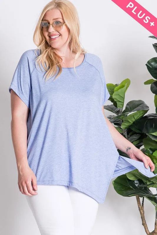 Davi and Dani Blue Burnout Crew Neck Plus Tee