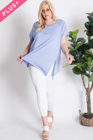 Davi and Dani Blue Burnout Crew Neck Plus Tee