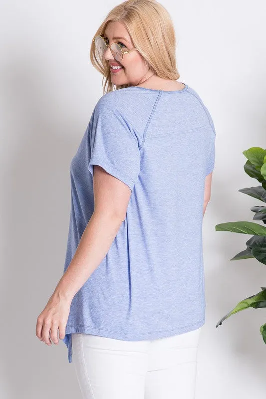 Davi and Dani Blue Burnout Crew Neck Plus Tee