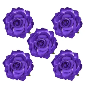 DRESHOW 5 Pcs Rose Hair Clip Flower Bridal Hair Pins Rose Brooch Floral Clips Head Ornament Wedding Hair Accessories Flamenco Dancer Hair Clip for Women Girls