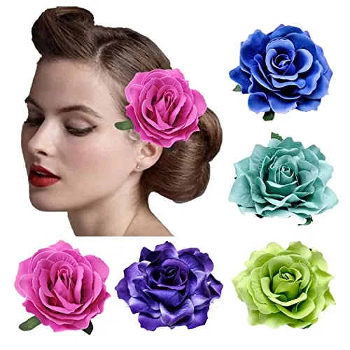 DRESHOW Rose Hair Clip Flower Hairpin Rose Brooch Floral Clips Bridal Headpiece Wedding Hair Accessories for Women