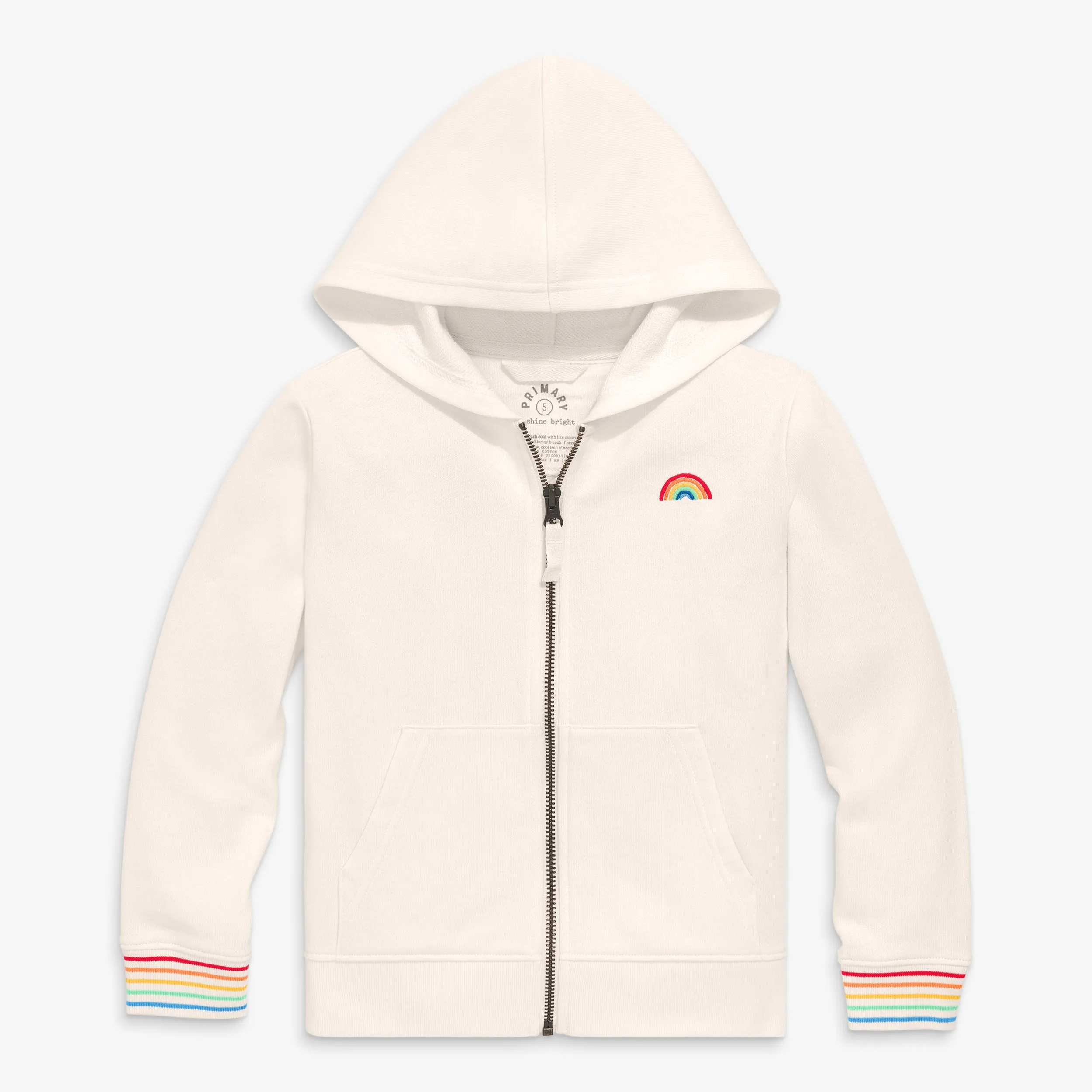 Embroidered stripe trim zip hoodie