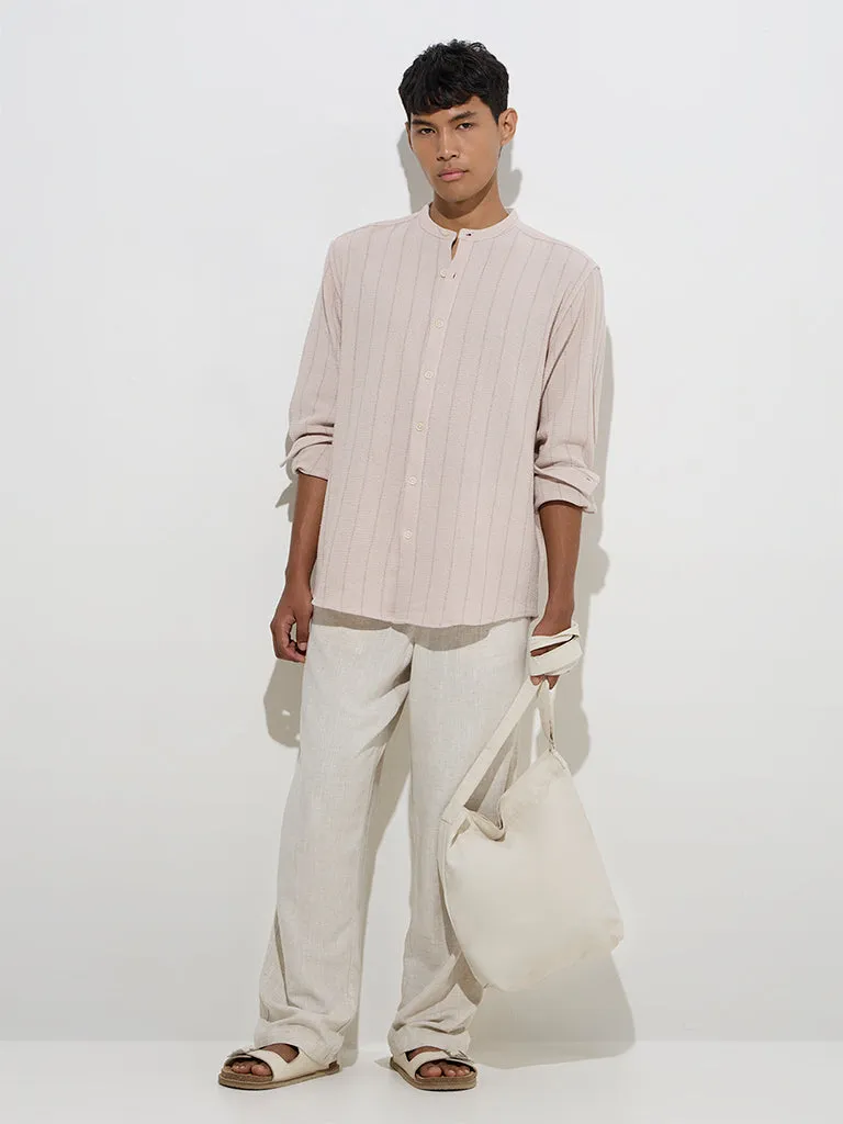 ETA Lilac Striped Relaxed-Fit Cotton Shirt