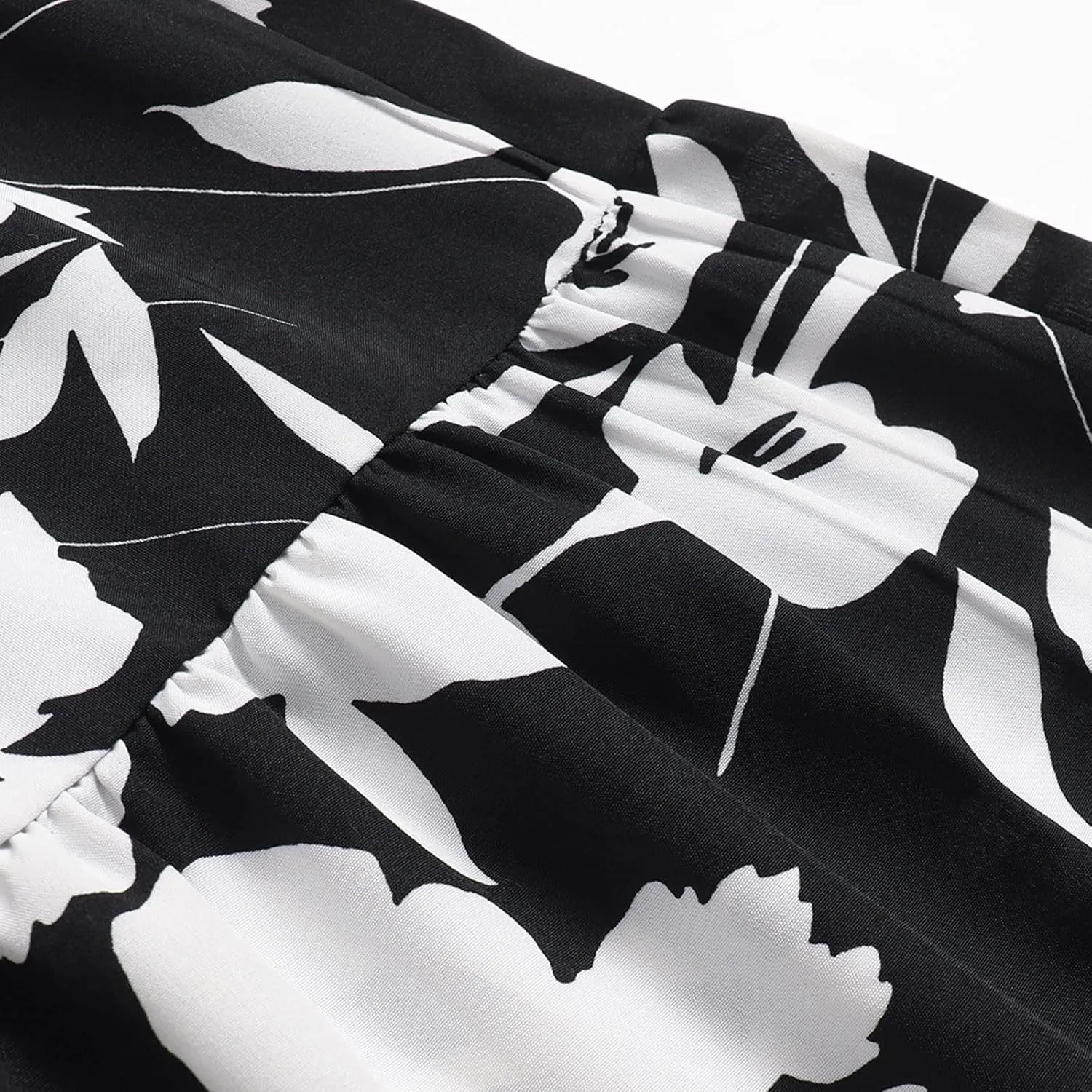 Floral Skirt for Women 2025 Ruffle Summer Maxi Skirts High Waisted Elastic Flowy Pleated Dresses Holiday Clothing