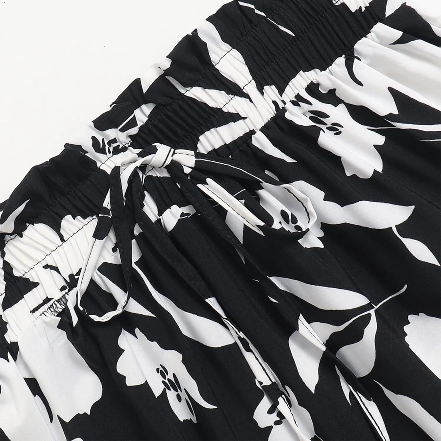 Floral Skirt for Women 2025 Ruffle Summer Maxi Skirts High Waisted Elastic Flowy Pleated Dresses Holiday Clothing