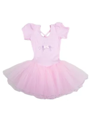 Girls Pink Rhinestone Dress Silver Trim Ballet Dress 24M-6