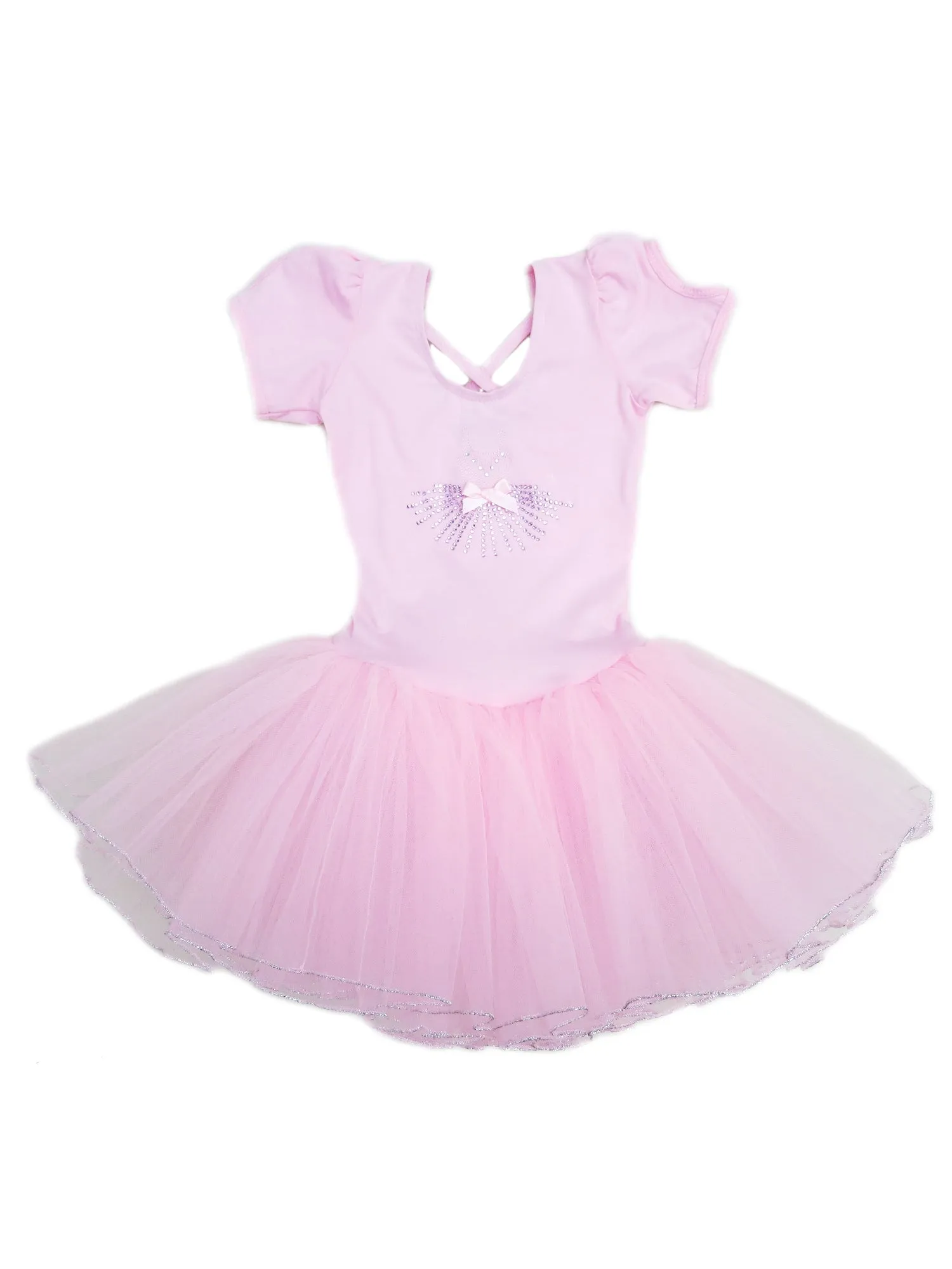 Girls Pink Rhinestone Dress Silver Trim Ballet Dress 24M-6