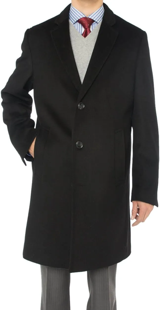 GN Luciano Italian Men's Cashmere Overcoat Knee Length Trench Coat Topcoat