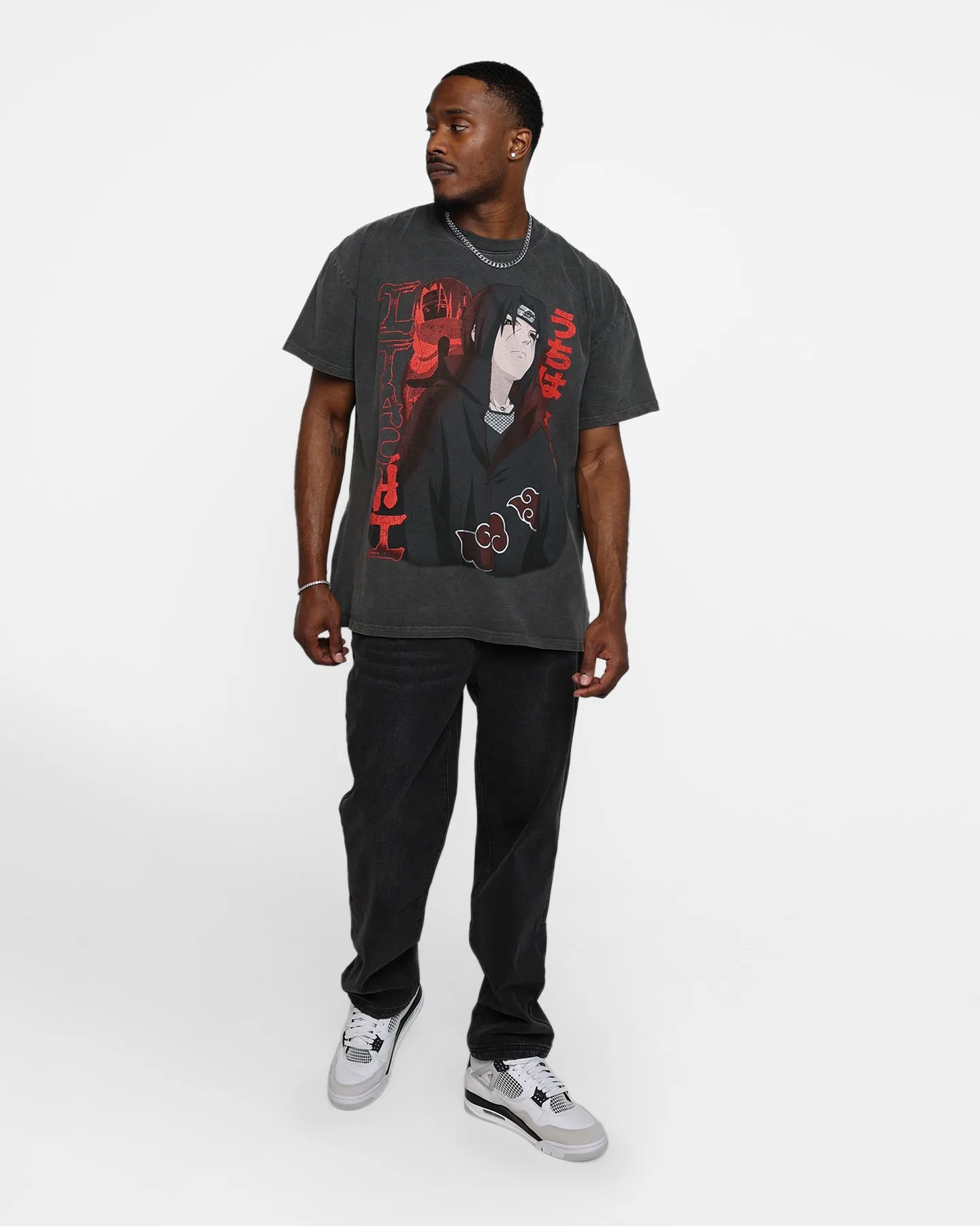 Goat Crew X Naruto Itachi Heavyweight Vintage T-Shirt Black Wash