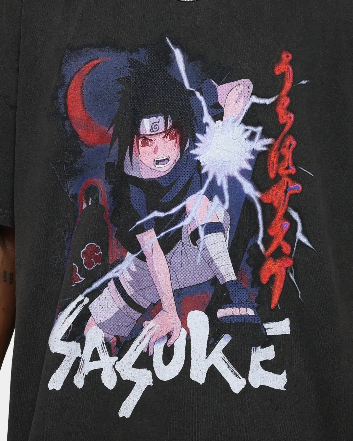 Goat Crew X Naruto Sasuke Heavyweight Vintage T-Shirt Black Wash