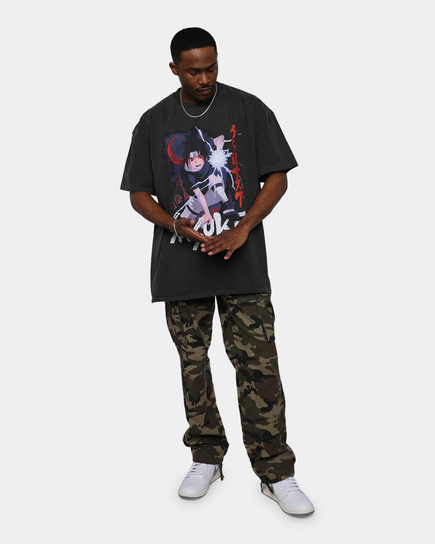 Goat Crew X Naruto Sasuke Heavyweight Vintage T-Shirt Black Wash