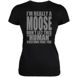Halloween Human Moose Costume Black Juniors Soft T-Shirt
