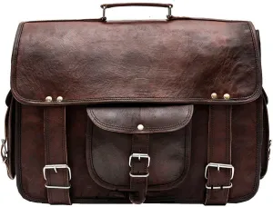 Handmade Laptop Bag Office Briefcase 16" Satchel Vintage Style Unisex Messenger Cross Body Bag