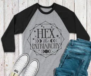 HEX THE PATRIARCHY 3/4 RAGLAN SLEEVE TEE | FEMINIST BASEBALL TEE