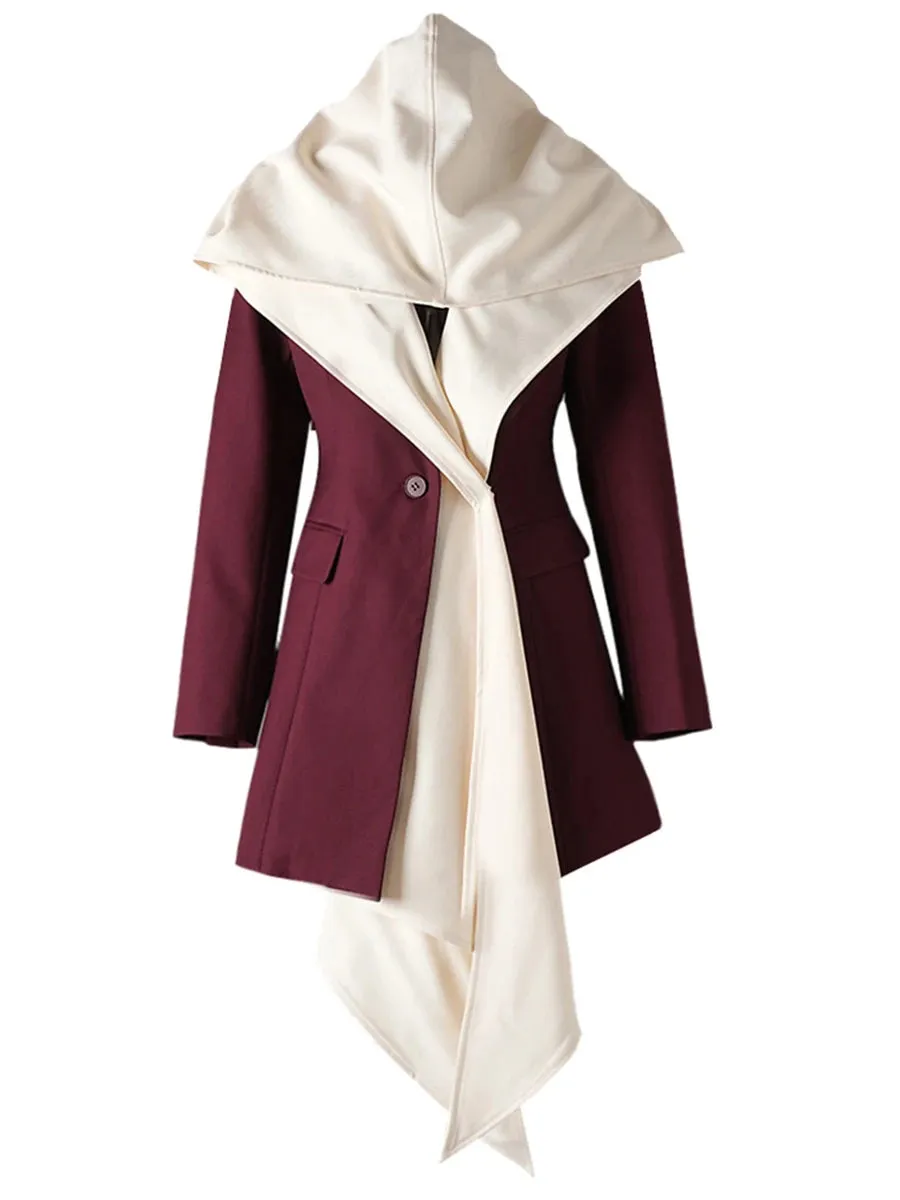 Hht Color Patchwork Pockets Chic Jackets For Women Lapel Long Sleeve Designer Loose Temperament Coats Female New
