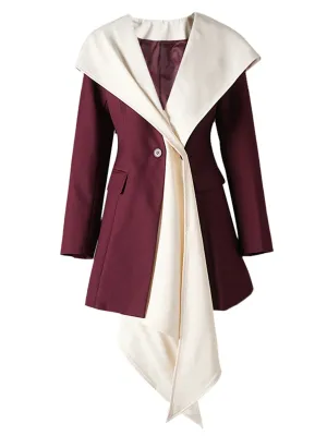 Hht Color Patchwork Pockets Chic Jackets For Women Lapel Long Sleeve Designer Loose Temperament Coats Female New