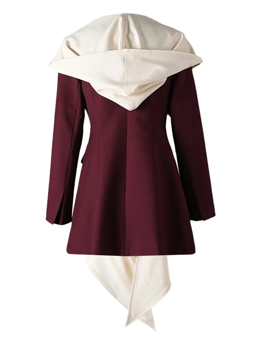 Hht Color Patchwork Pockets Chic Jackets For Women Lapel Long Sleeve Designer Loose Temperament Coats Female New