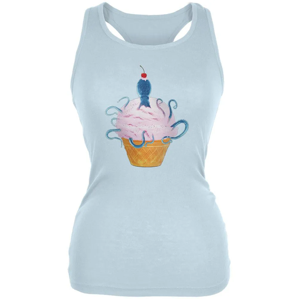 Ice Cream Cone Octopus White Juniors Soft Tank Top