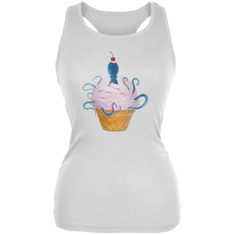 Ice Cream Cone Octopus White Juniors Soft Tank Top
