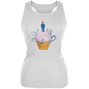 Ice Cream Cone Octopus White Juniors Soft Tank Top
