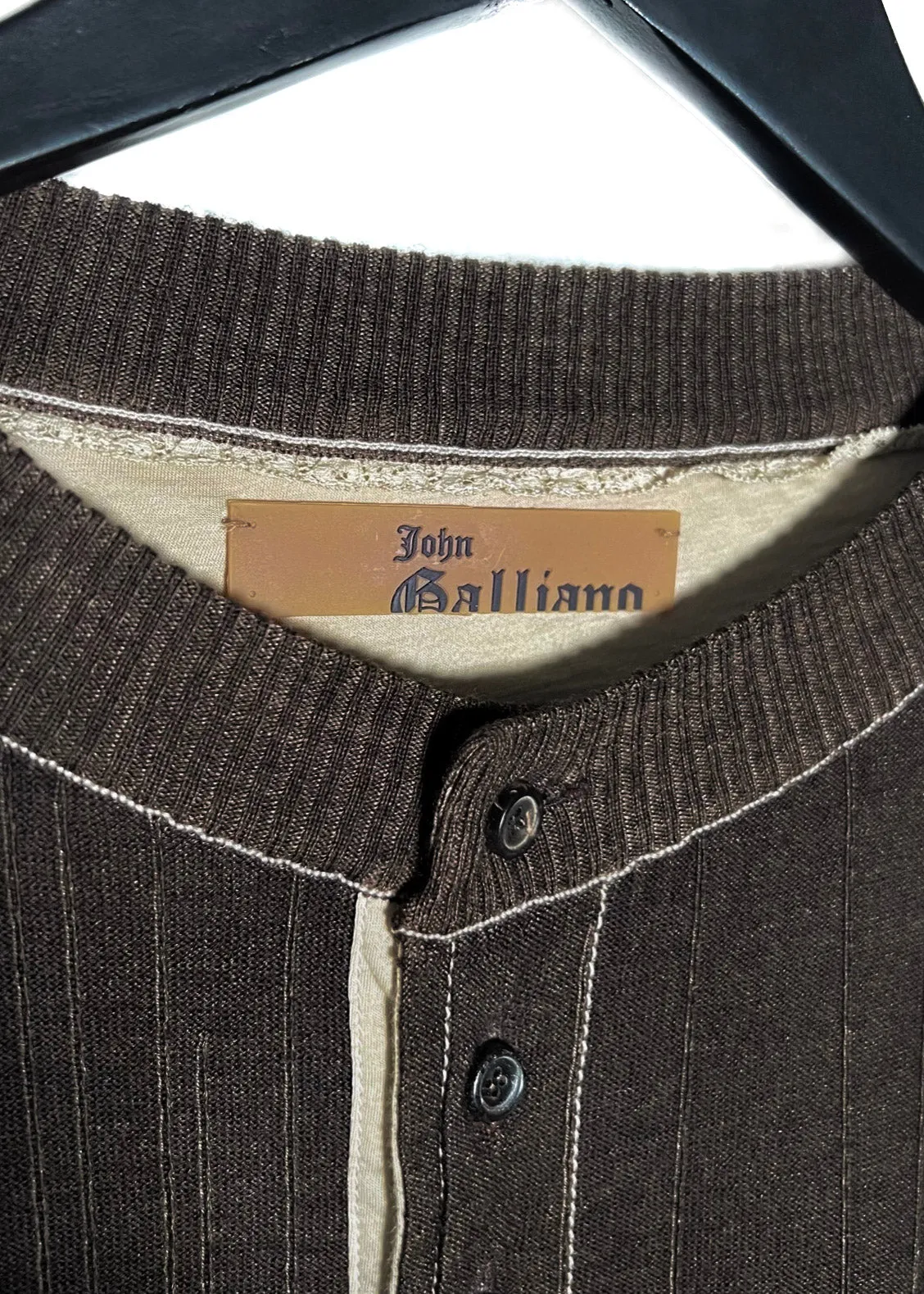 John Galliano Gradient Brown Wool Crewneck Sweater
