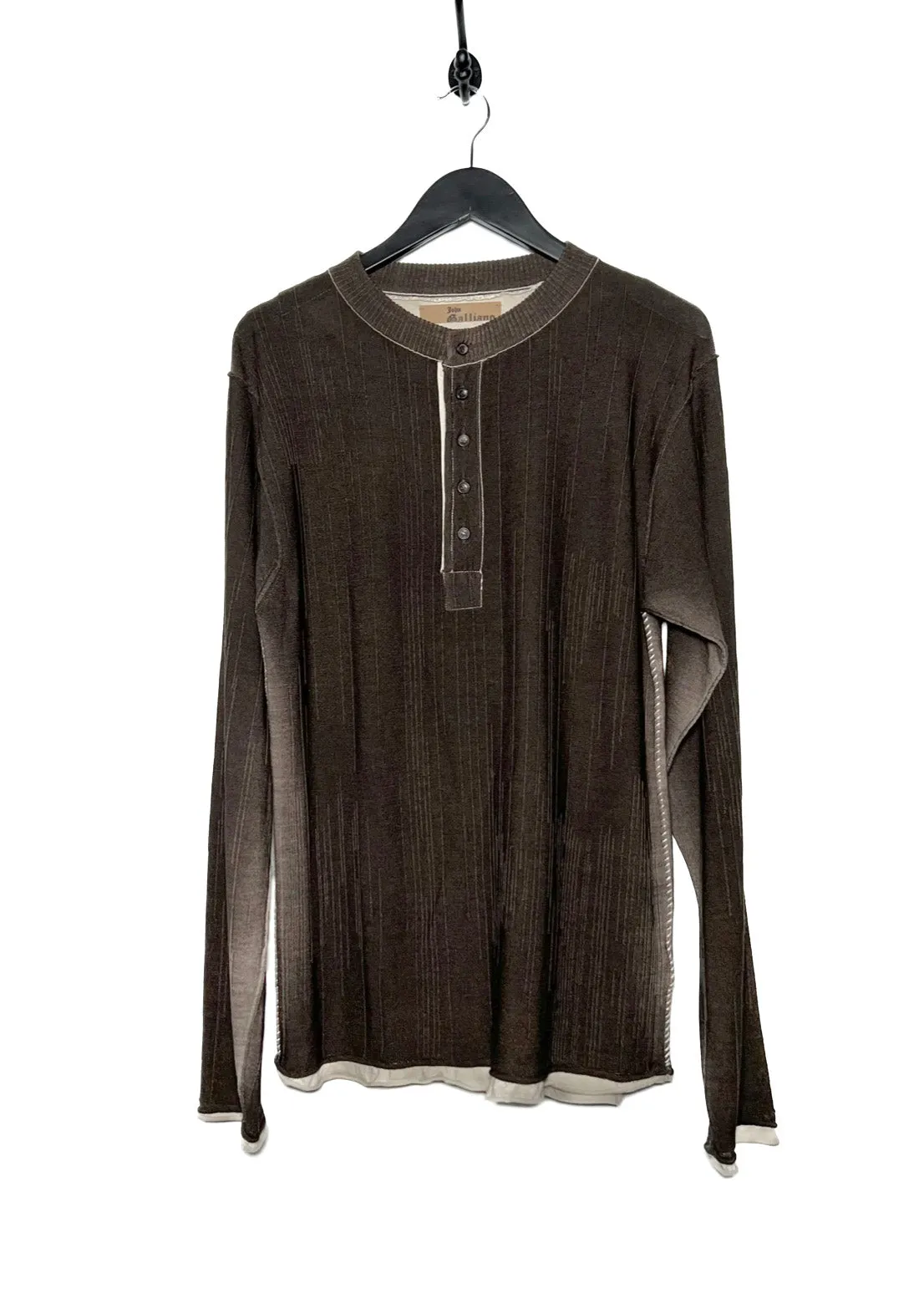 John Galliano Gradient Brown Wool Crewneck Sweater