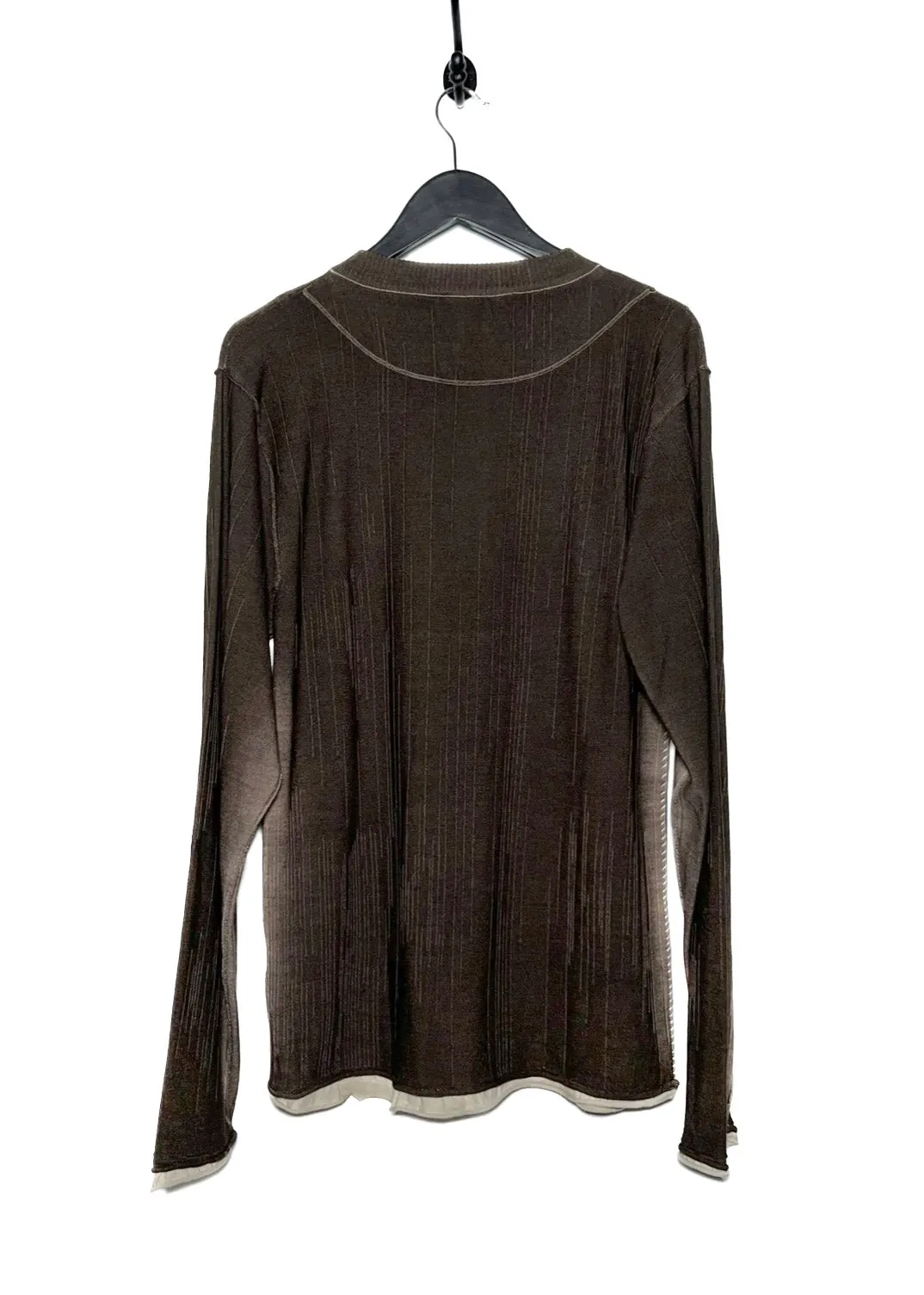 John Galliano Gradient Brown Wool Crewneck Sweater
