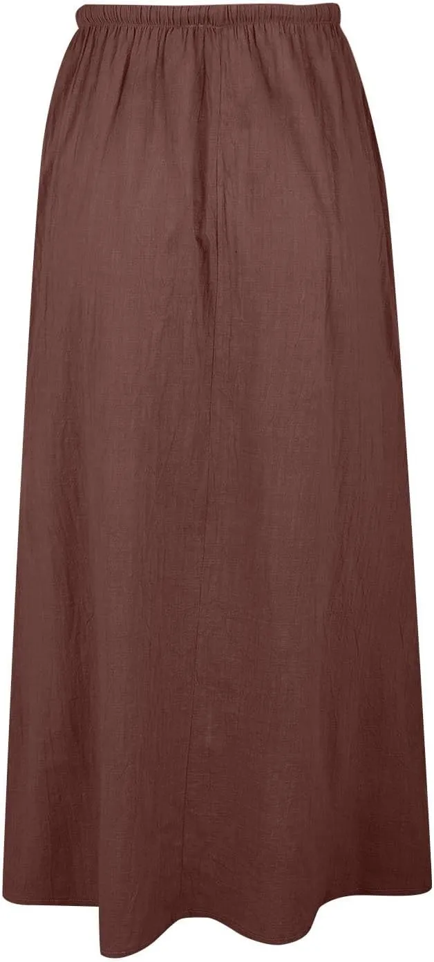 Long Skirts for Women Cotton Linen Boho Maxi Skirt Spring Summer Trendy Vacation Casual Flowy Drawstring Skirts