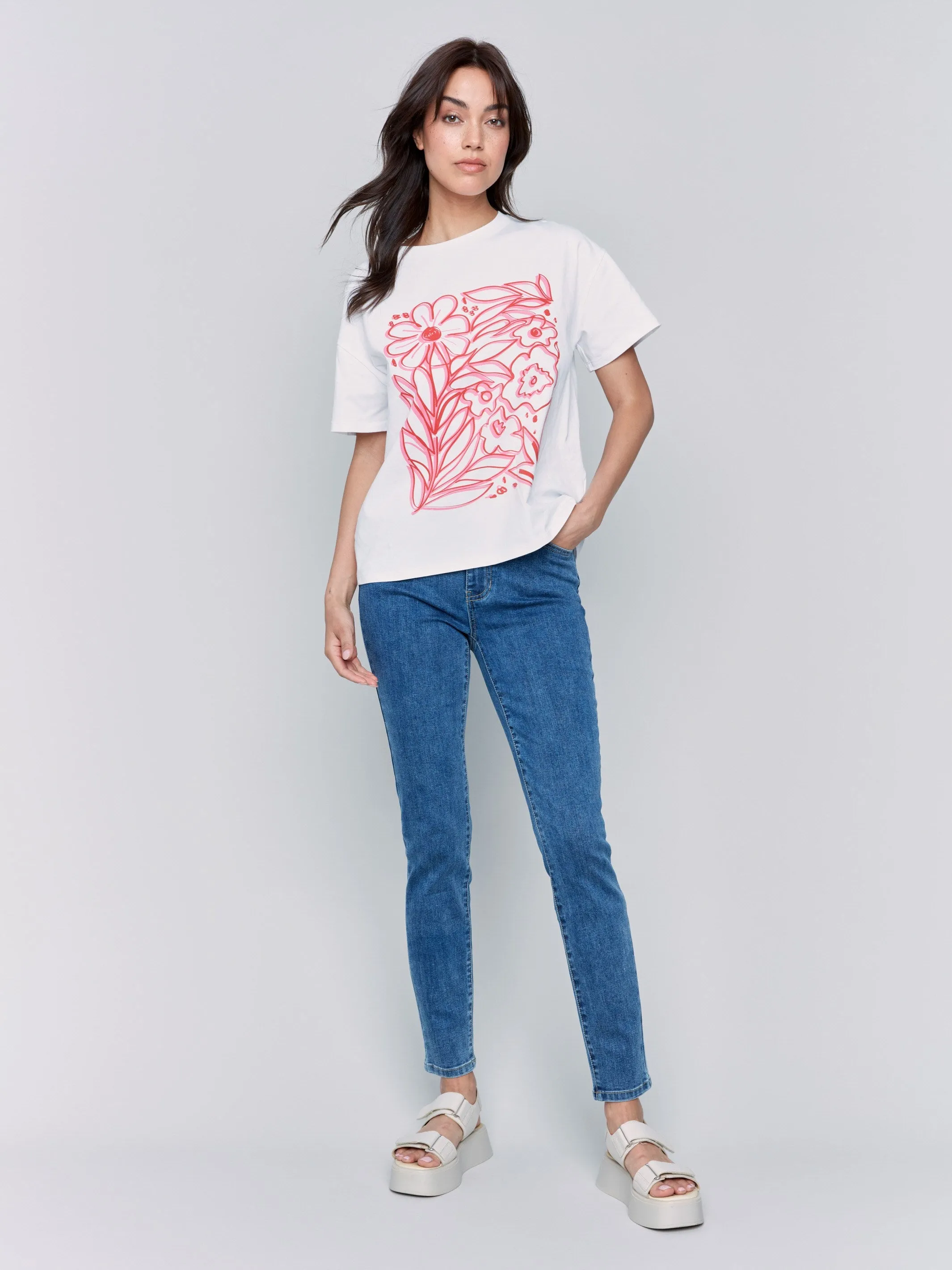 Loose Fit Graphic T-Shirt  - White