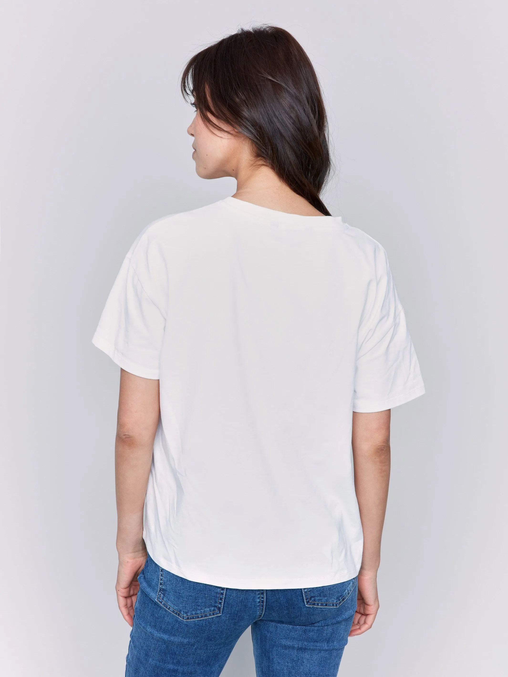 Loose Fit Graphic T-Shirt  - White