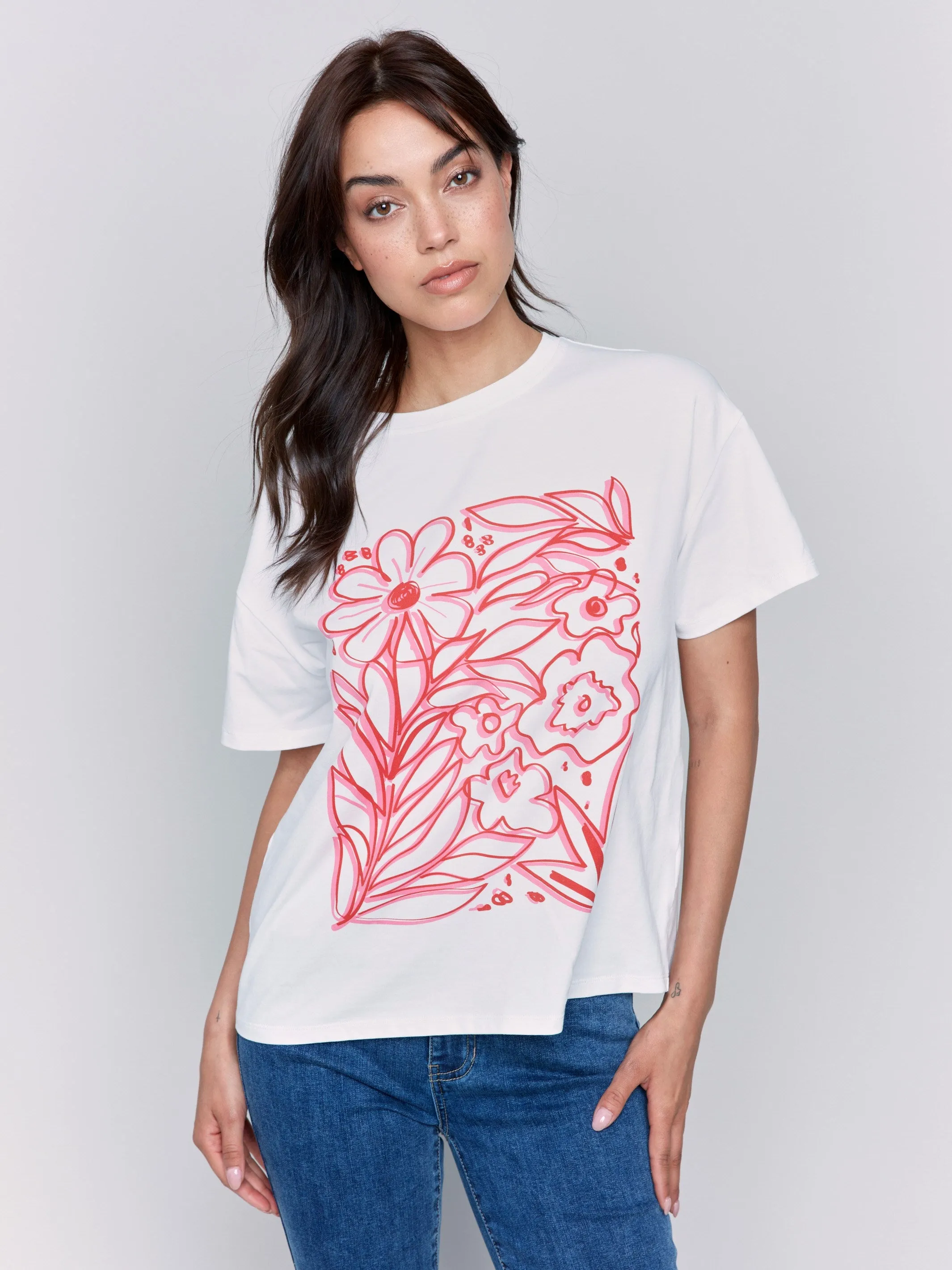 Loose Fit Graphic T-Shirt  - White