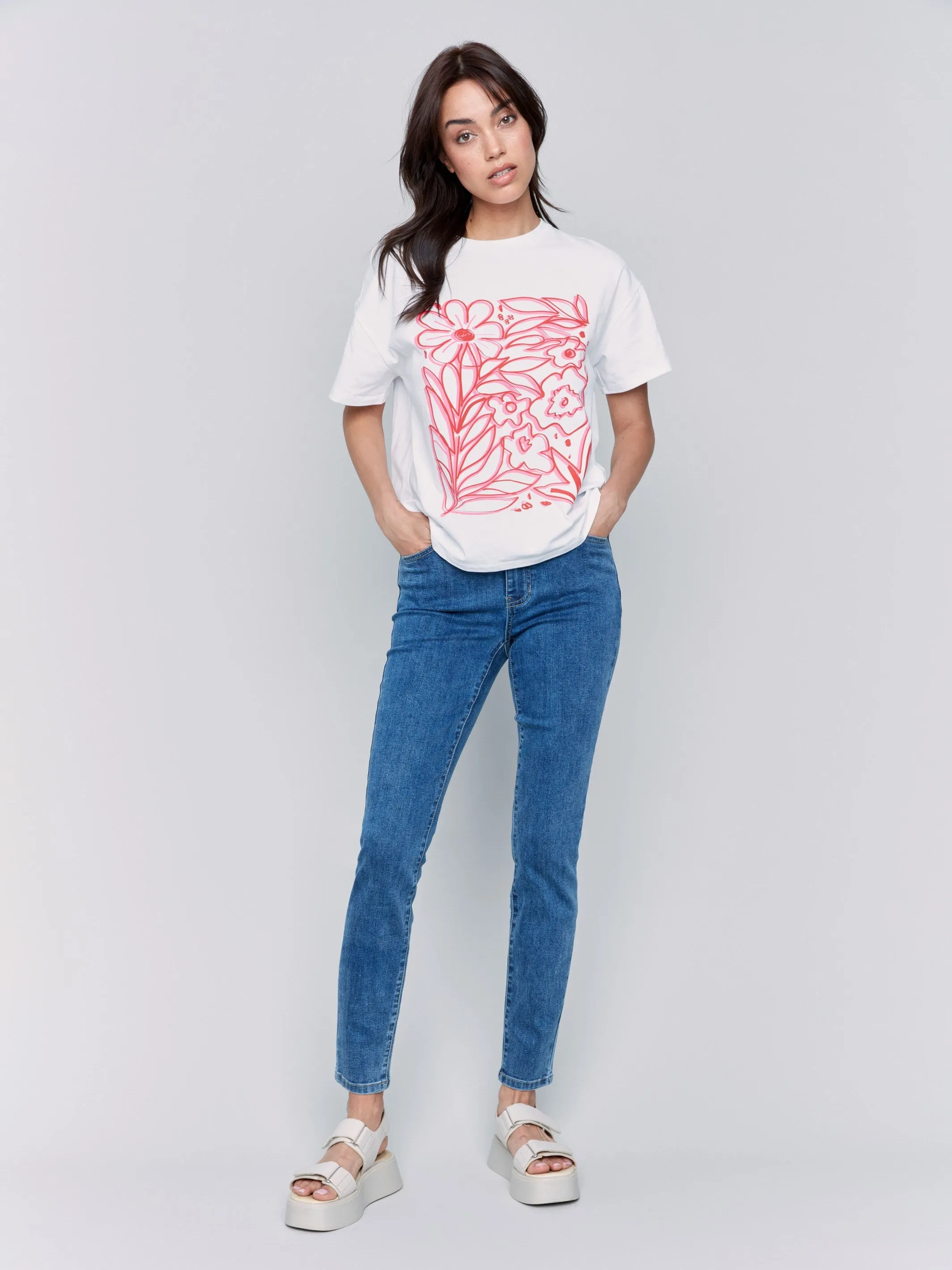 Loose Fit Graphic T-Shirt  - White